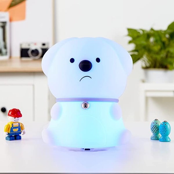 Cute Night Lights for Kids Room, Silicone Lamp for Toddler Girls Boys Bedroom, Portable Animal Night Light, Christmas Gifts for Baby, Puppy Led Light with Remote Control Rechargeable Color Changing