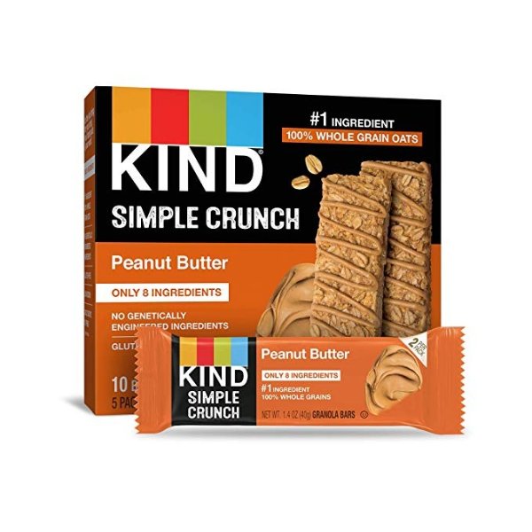 Simple Crunch Bars, Peanut Butter, 1.4 Ounce (Pack of 40)