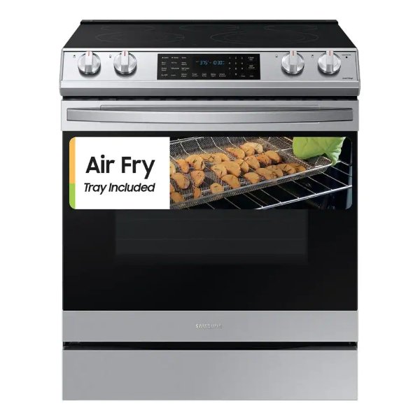 30 in. 6.3 cu. ft. Smart 5-Element Slide-In Electric Range with Air Fry Convection Oven in Stainless Steel