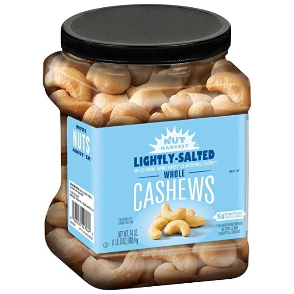 , Lightly Salted Whole Cashews, 24oz Jar