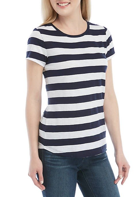Petite Short Sleeve Stripe T恤