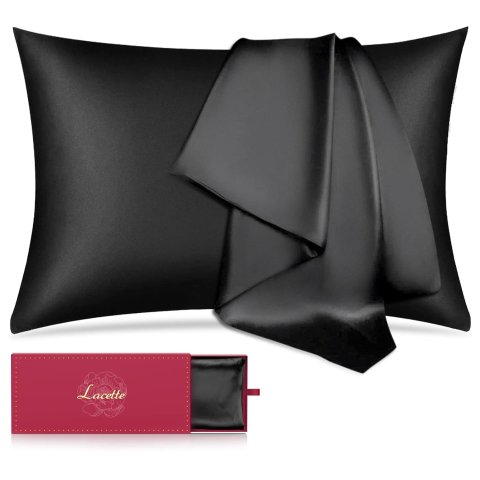 Lacette 22 姆米桑蚕丝枕套 20''x26'' 黑色