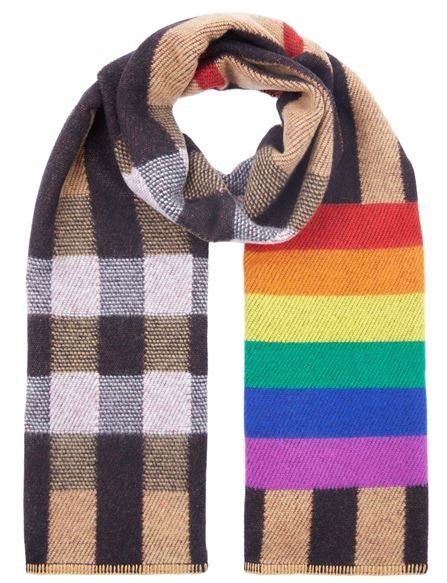 Reversible Rainbow Stripe and Check Cashmere Scarf | Harrods.com