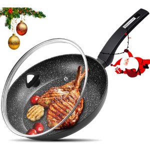 CSK 11'' Large Stone Earth Nonstick Frying Pan with Lid