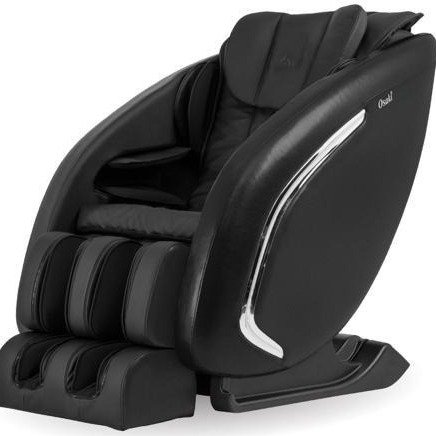 Osaki OS-Apollo Black Full Body L-TRACK Massage Chair w/ 3 Stage Zero Gravity Recline, Space-Saving, Foot Roller Massage, Heating Therapy, Whole Body Stretch Massage