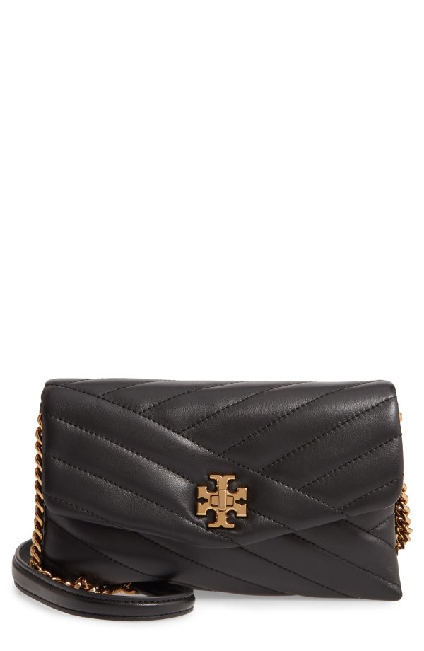 Kira Chevron Quilted Leather Wallet on a Chain