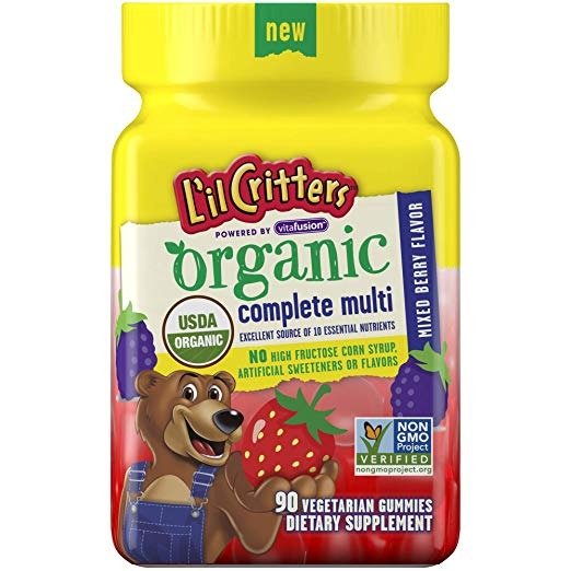 L'il Critters Organic Complete Multivitamin Gummies for Kids, 90 Count - Non-GMO, Gluten-Free, No Gelatin, No HFCS