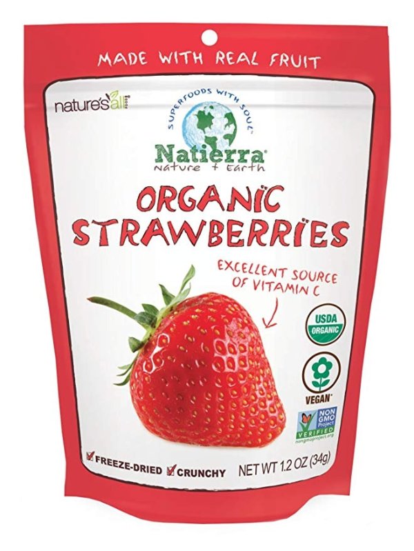 Nature's Organic Freeze-Dried Strawberries | Gluten Free & Vegan | 1.2 Ounce