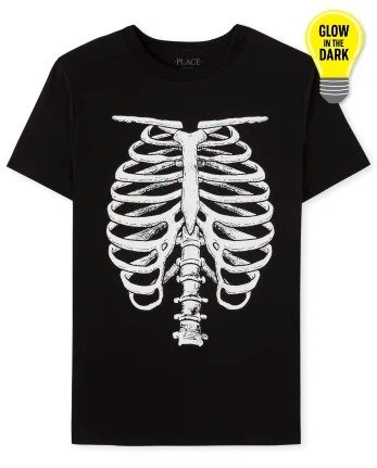 Boys Short Sleeve Glow In The Dark Halloween Rib Cage Graphic Tee | The Children's Place - BLACK