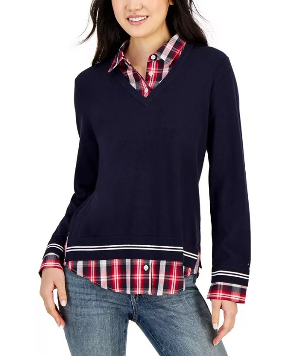 Women's Layered-Look V-Neck Sweater