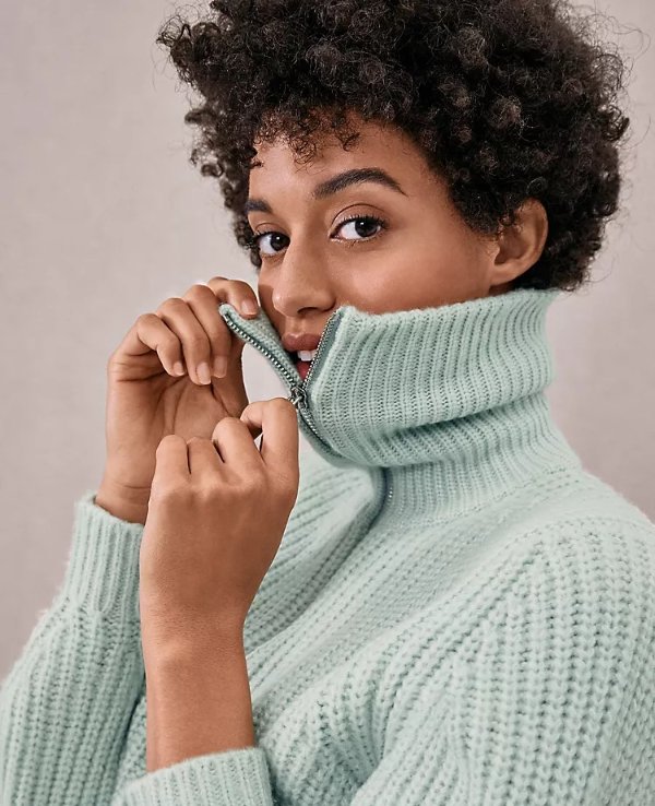 Zip Collar Sweater | Ann Taylor
