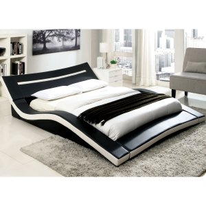 Furniture of America Blaires Modern 2-tone Leatherette Low Profile Bed