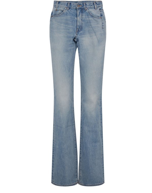 Flared Serge Jeans In Steel Blue Wash Denim