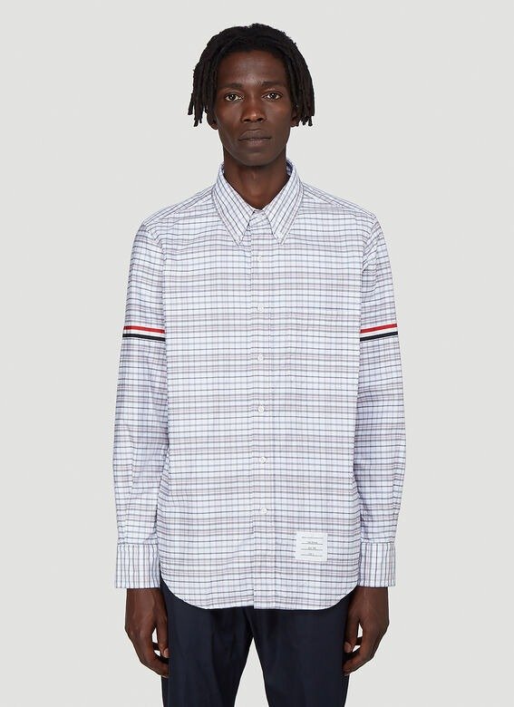 Armband Checked Oxford Shirt in Grey