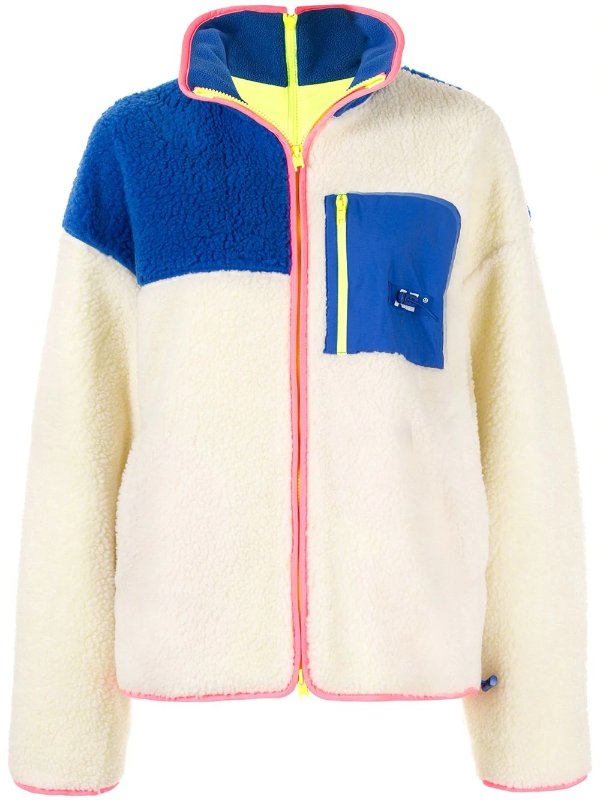 colour-block shearling jumper