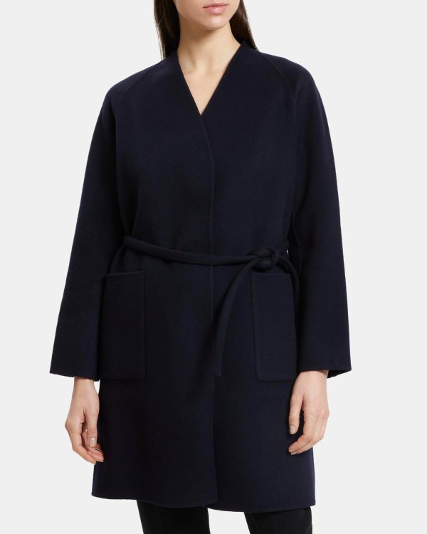 Clean Robe Coat in Double-Face Wool-Cashmere