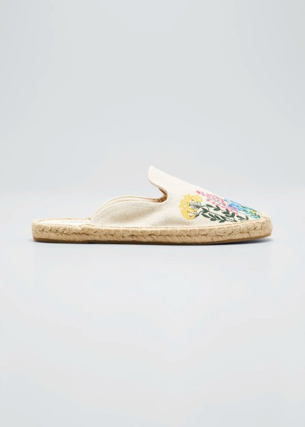 Wildflowers Embroidered Espadrille Mules