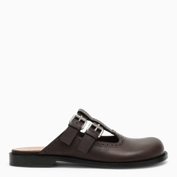 Brown waxed calfskin Campo Mary Jane sabot | TheDoubleF