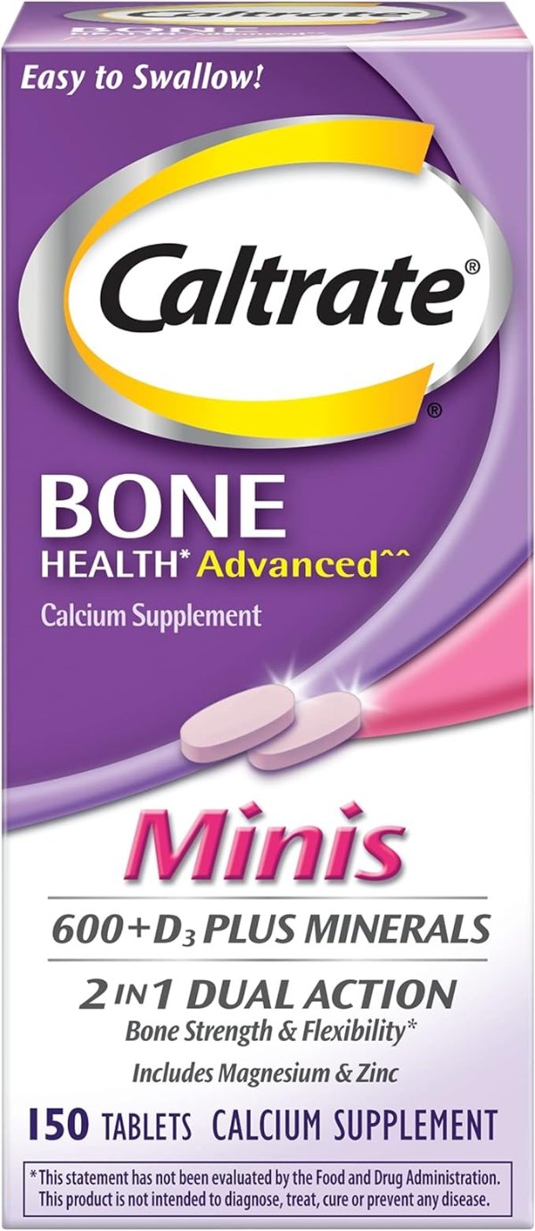 Minis 600 Plus D3 Plus Minerals Calcium and Vitamin D Supplement Tablets, Bone Health and Mineral Supplement for Adults - 150 Count