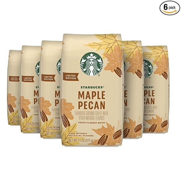 Flavored Ground Coffee — Light Roast Coffee — Maple Pecan — Fall Limited Edition — 6 bags (11 oz)