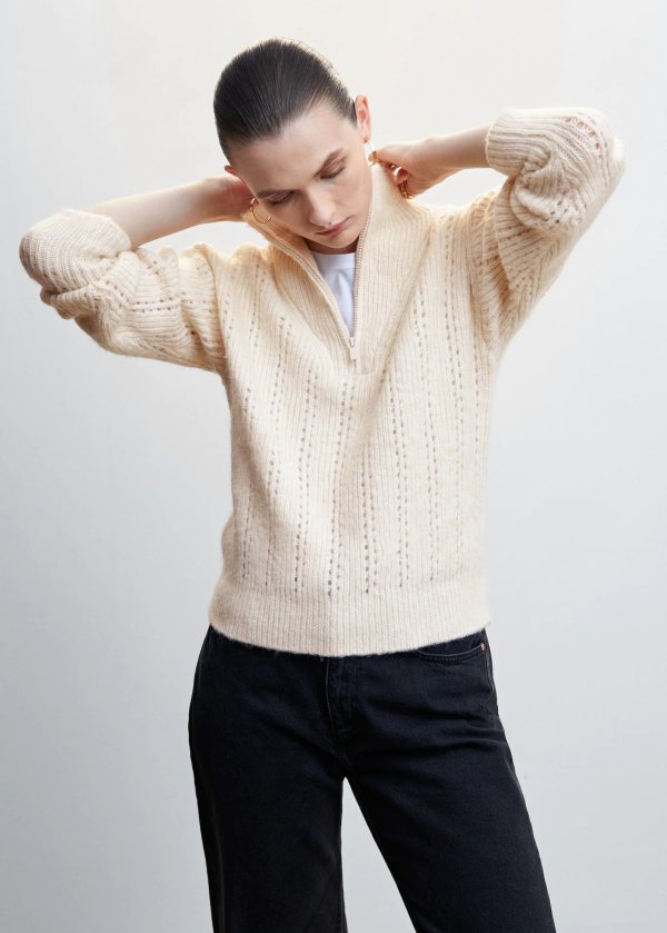 High neck sweater with zip - Women | Mango USA