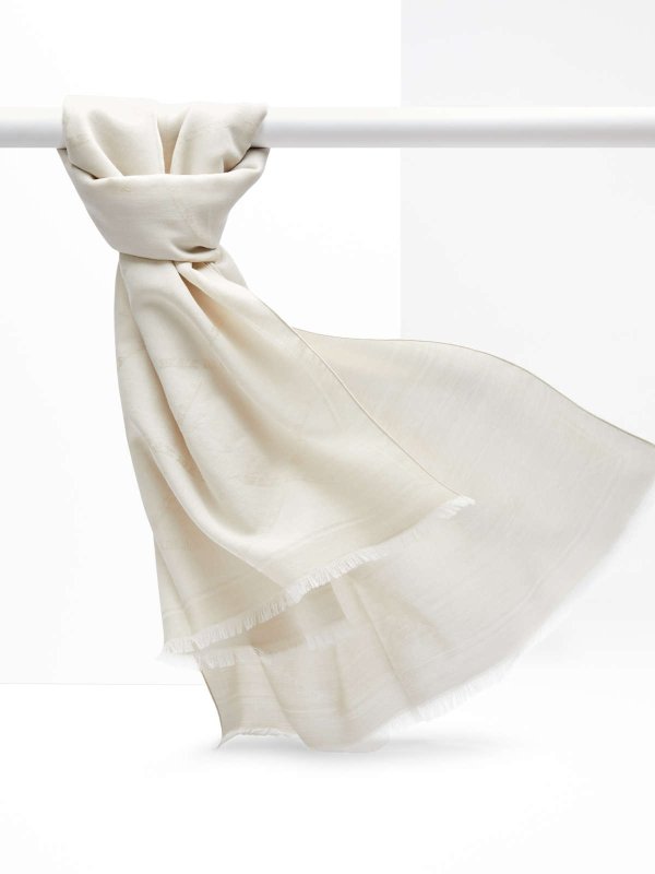 Wool, silk and cotton foulard, beige -