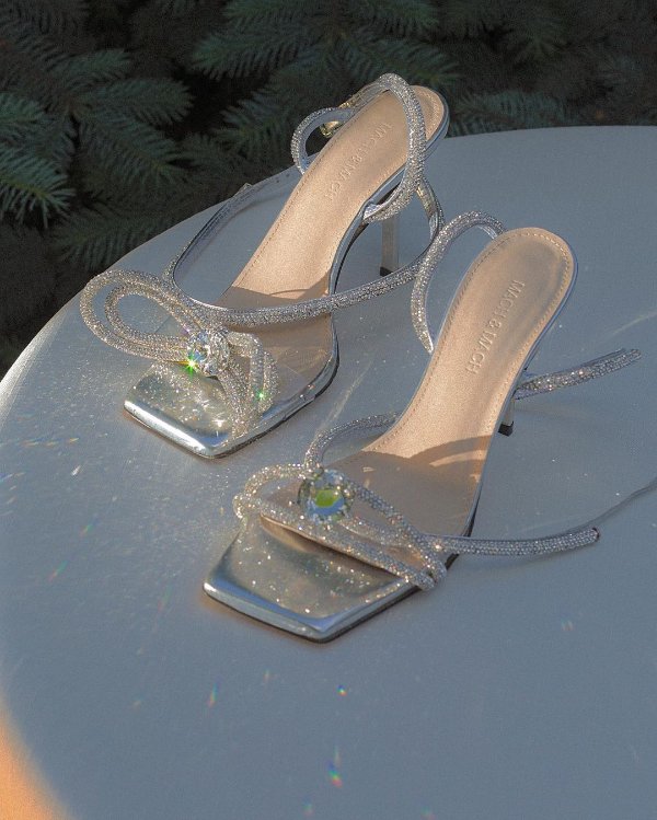 Crystal Bow-Embellished Sandals