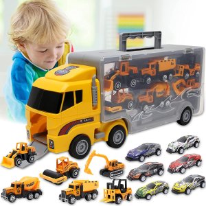 UOYLEYVN 12 in 1 Die-cast Construction Toy Cars
