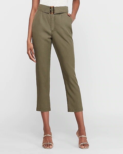 Super High Waisted Belted Fold-over Pant