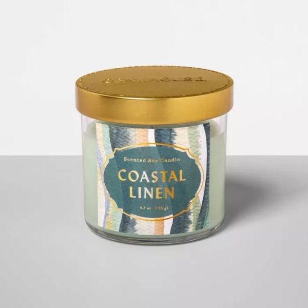 4.1oz Glass Jar Candle Coastal Linen - Opalhouse&#8482;