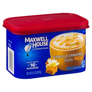 Maxwell House International Cafe Flavored Instant Coffee, Vanilla Caramel Latte, 8.7 Ounce Canister