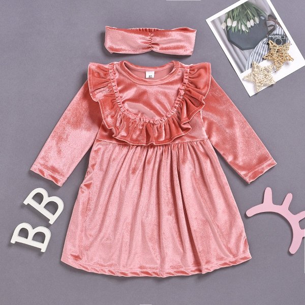 Baby / Toddler Flounced Long-sleeve Dress