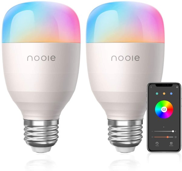 Nooie E26 RGB A19 智能灯泡 x2 10W 800LM 色温可调