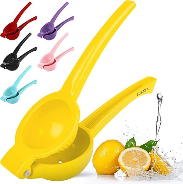 Zulay Premium Quality Metal Lemon Squeezer, Citrus Juicer, Manual Press for Extracting The Most Juice Possible