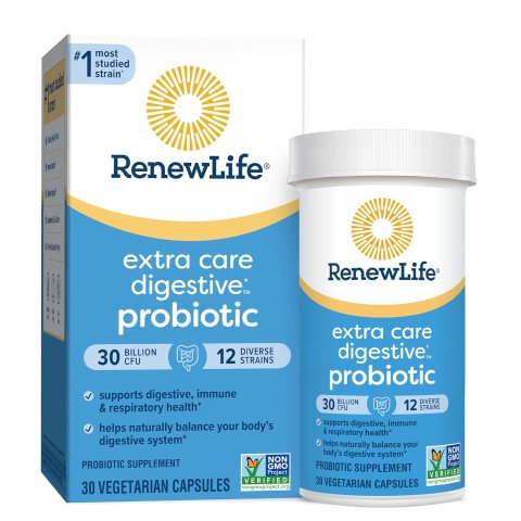 Renew Life Extra Care Digestive Probiotic Capsules 30 Billion CFU, 30 Count
