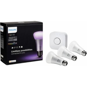 Philips - hue LED White and Color Ambiance A19 Starter Kit (2nd Generation) 