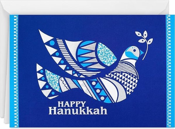 Tree of Life Hanukkah Boxed Cards (40 Cards and Envelopes) Blue and Silver Dove