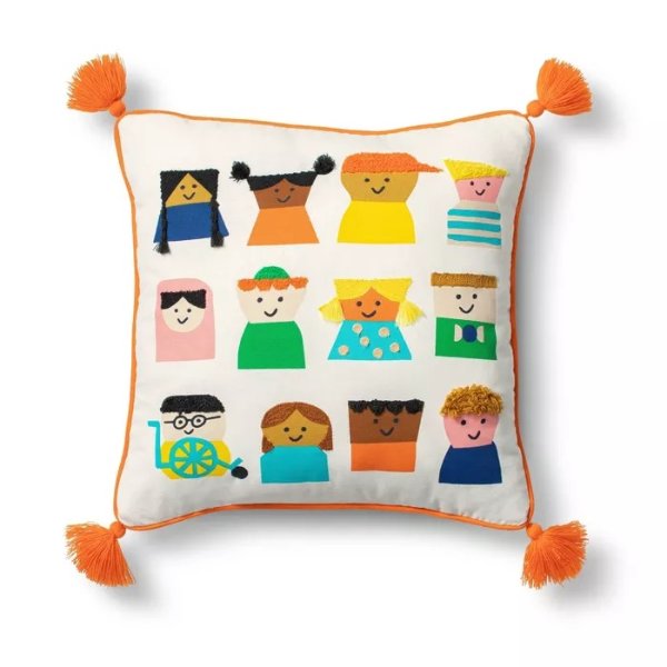 Kids Embroidered Square Throw Pillow - Christian Robinson x Target