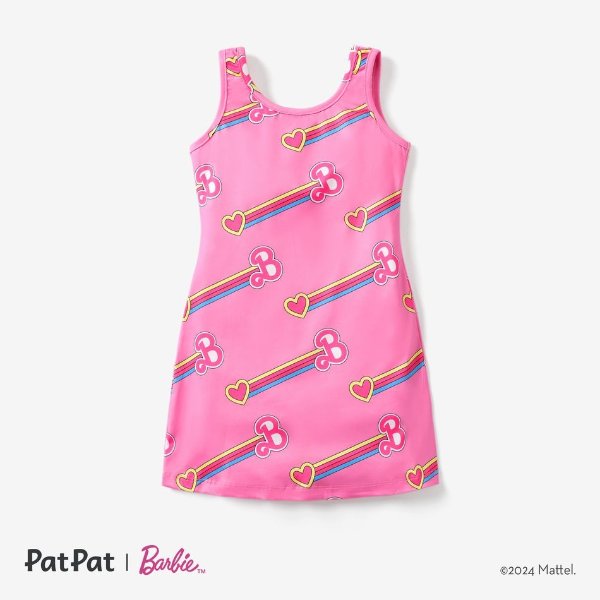 Barbie Toddler/Kids Girls Mother's Day Letter/Heart-shape Stripe Print Dress