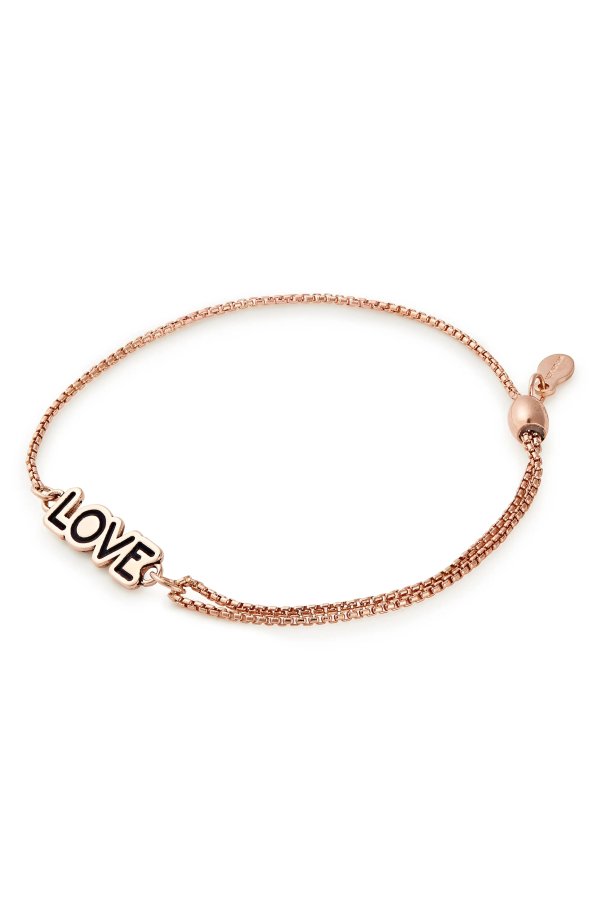 14K Rose Gold Plated 'LOVE' Station Bracelet
