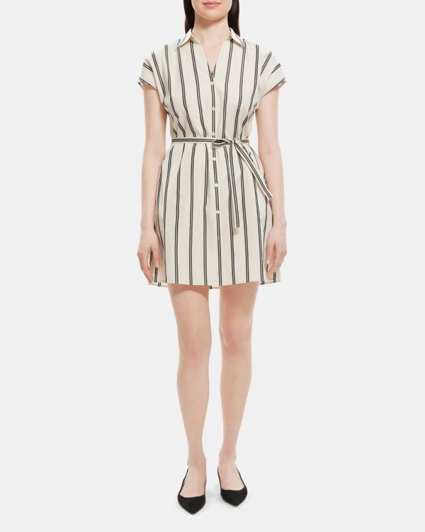 Theory Outlet Theory Striped Cotton Poplin Dolman Sleeve Shirt Dress |  Theory Outlet