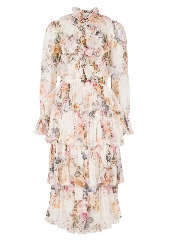 Brighton floral-print silk-georgette midi dress
