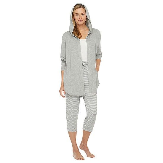 Womens French Terry Pajama Top Hooded Neck