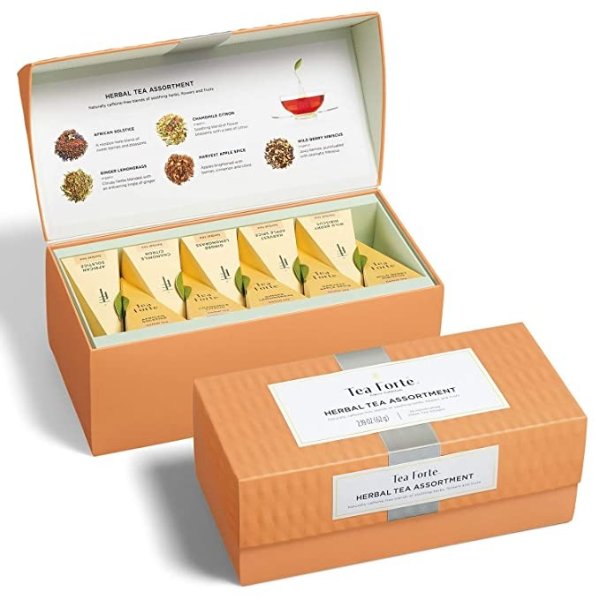 Classic Herbal Tea Presentation Box Tea Sampler Gift Set, 20 Assorted Variety Handcrafted Pyramid Tea Infuser Bags, Naturally Decaffeinated Herbal Teas