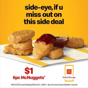 6 McNuggets only $1Today Only: McDonald's Limited Time Promotion