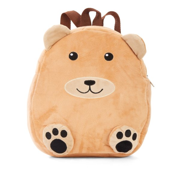Girls 12" Brown Plush Bear Backpack