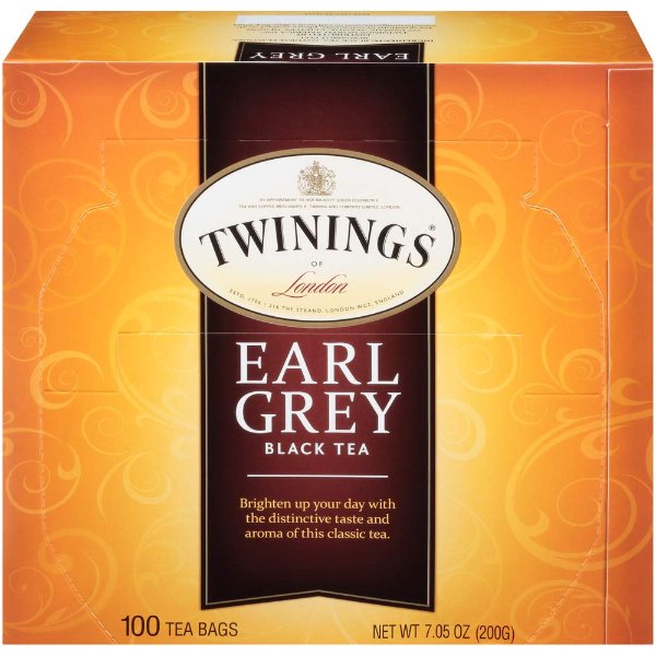 Earl Grey Black Tea, 100 Individually Wrapped Tea Bags, Flavoured With Citrus and Bergamot, Caffeinated