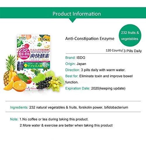 Anti-Constipation Enzyme with 232 Natural Vegetables & Fruits — Accelerate Healthy Bowel Movements and for Weight Loss. 120 Count