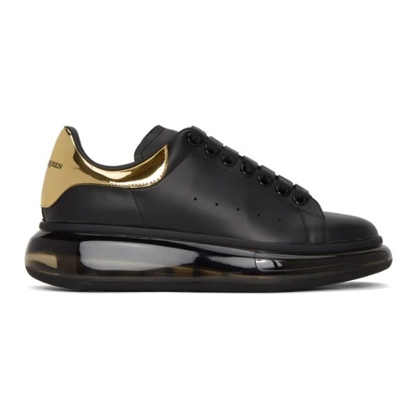 - Black & Gold Clear Sole Oversized Sneakers