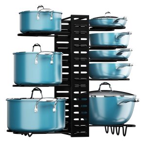 Socont Pot and Pan Organizer Rack for Cabinet, Adjustable 8 Tiers